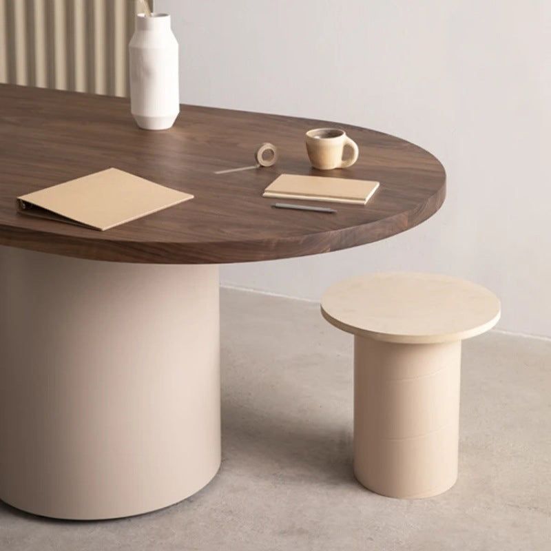 Modern Oval Shape Office Desks Wooden Task Desk with 2 Legs for Office Clearhalo 'furn' 'furn_office_desk' 'Furniture' 'Office Desks' 'Office Furniture' 'office_desk' 7330713