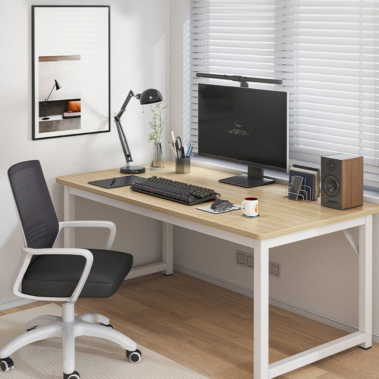 Contemporary Wooden Office Desk Sled Base Writing Desk with Steel Legs 55"L x 20"W x 29"H Natural Clearhalo 'furn' 'furn_office_desk' 'Furniture' 'Office Desks' 'Office Furniture' 'office_desk' 7330741