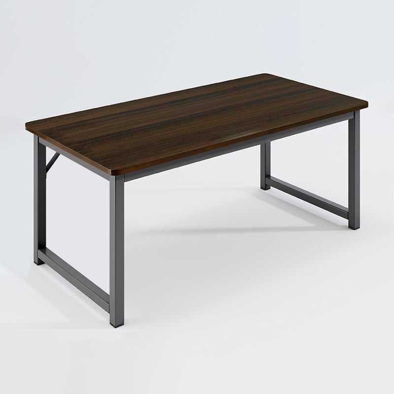 Contemporary Wooden Office Desk Sled Base Writing Desk with Steel Legs Walnut Clearhalo 'furn' 'furn_office_desk' 'Furniture' 'Office Desks' 'Office Furniture' 'office_desk' 7330746