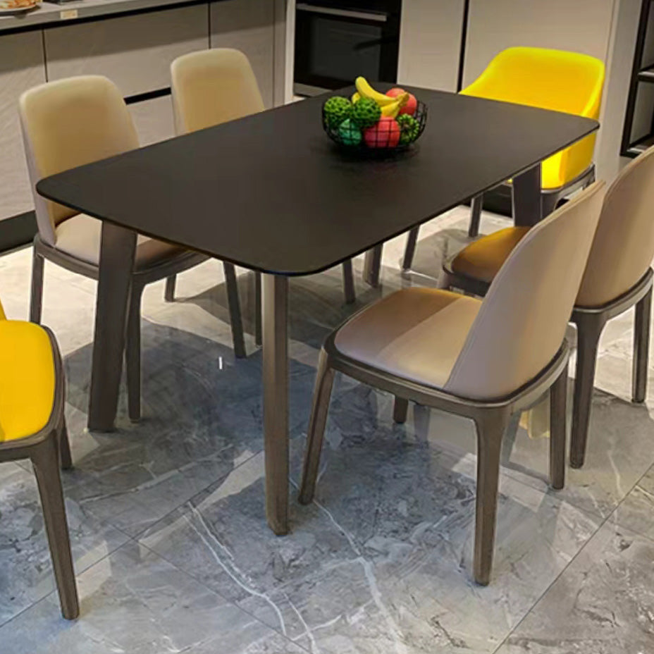 Wooden Frame Contemporary Dinette Table Black Stone Top Dining Table Clearhalo 'Dining Tables & Seating' 'Dining Tables' 'dining_table' 'furn' 'furn_dining_table' 'Furniture' 'Kitchen & Dining Furniture' 7331866