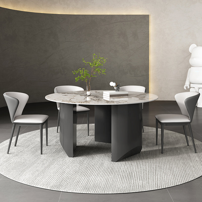 Grey Base Dining Site Table Contemporary Round Dining Room Table Clearhalo 'Dining Tables & Seating' 'Dining Tables' 'dining_table' 'furn' 'furn_dining_table' 'Furniture' 'Kitchen & Dining Furniture' 7331918