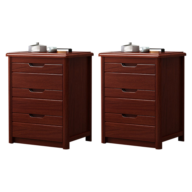Modern Drawer Storage Accent Table Nightstand Antique Finish Nightstand Red 2 Piece Set Clearhalo 'Bedroom Furniture' 'furn' 'furn_night_stand' 'Furniture' 'night_stand' 'Nightstands' 7332119