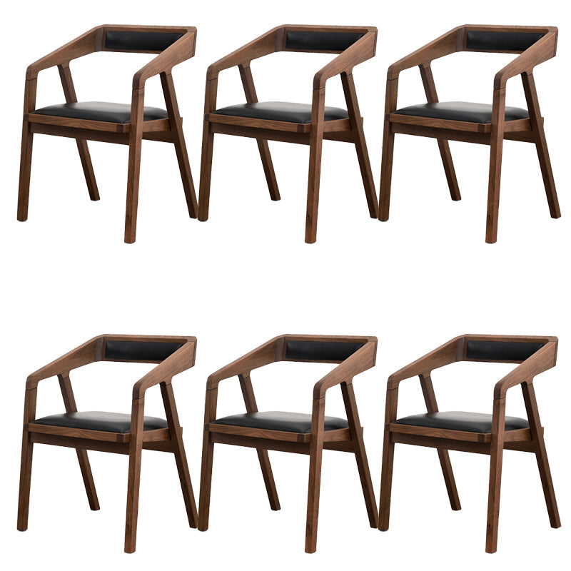 Contemporary Upholstered Arm Chair Home Walnut Wood Dining Chair 6 Piece Set Clearhalo 'Dining Chairs' 'Dining Tables & Seating' 'dining_chair' 'furn' 'furn_dining_chair' 'Furniture' 'Kitchen & Dining Furniture' 7332289