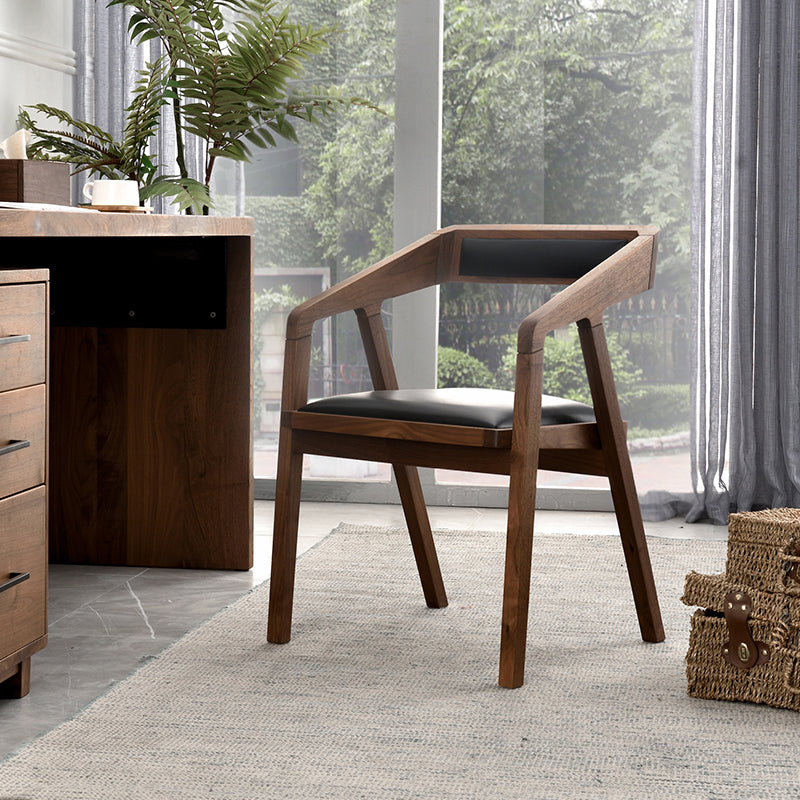 Contemporary Upholstered Arm Chair Home Walnut Wood Dining Chair Clearhalo 'Dining Chairs' 'Dining Tables & Seating' 'dining_chair' 'furn' 'furn_dining_chair' 'Furniture' 'Kitchen & Dining Furniture' 7332290