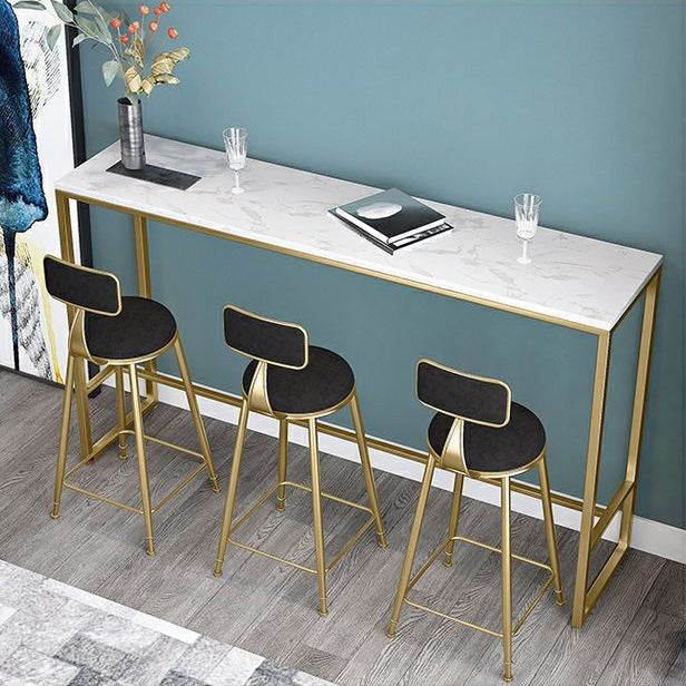 Glam Style Marble Bar Dining Table Rectangle Bar Table in White Clearhalo 'Bar Furniture' 'Bar Tables' 'bar_tables' 'furn' 'furn_bar_tables' 'Furniture' 'Kitchen & Dining Furniture' 7332340
