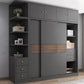 Modern Artificial Wood Wardrobe Armoire Freestanding Wardrobe in Black