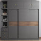 Modern Artificial Wood Wardrobe Armoire Freestanding Wardrobe in Black