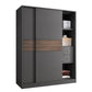 Modern Artificial Wood Wardrobe Armoire Freestanding Wardrobe in Black