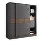 Modern Artificial Wood Wardrobe Armoire Freestanding Wardrobe in Black