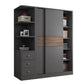 Modern Artificial Wood Wardrobe Armoire Freestanding Wardrobe in Black