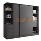 Modern Artificial Wood Wardrobe Armoire Freestanding Wardrobe in Black