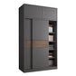 Modern Artificial Wood Wardrobe Armoire Freestanding Wardrobe in Black