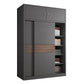 Modern Artificial Wood Wardrobe Armoire Freestanding Wardrobe in Black