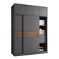 Modern Artificial Wood Wardrobe Armoire Freestanding Wardrobe in Black