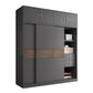 Modern Artificial Wood Wardrobe Armoire Freestanding Wardrobe in Black
