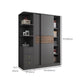 Modern Artificial Wood Wardrobe Armoire Freestanding Wardrobe in Black