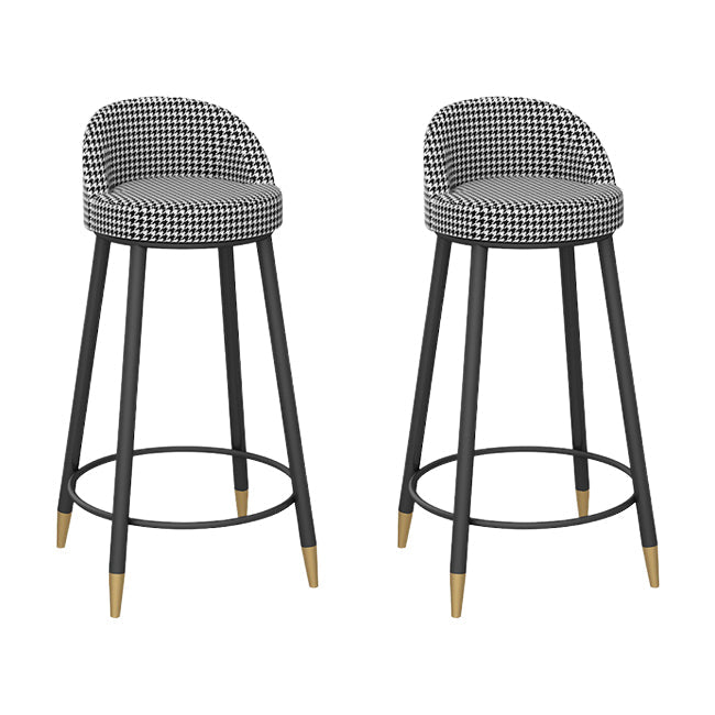Bucket Bar Stools Metal Low Back Dining Stools with Metal Base Houndstooth pattern Black 2 Piece Set Clearhalo 'Bar Furniture' 'Bar Stools' 'bar_stools' 'furn' 'furn_bar_stools' 'Furniture' 'Kitchen & Dining Furniture' 7332954