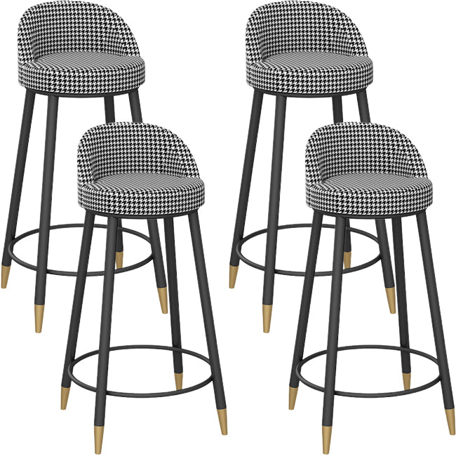 Bucket Bar Stools Metal Low Back Dining Stools with Metal Base Houndstooth pattern Black 4 Piece Set Clearhalo 'Bar Furniture' 'Bar Stools' 'bar_stools' 'furn' 'furn_bar_stools' 'Furniture' 'Kitchen & Dining Furniture' 7332956