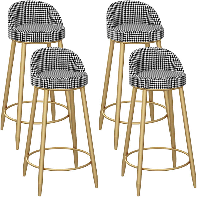 Bucket Bar Stools Metal Low Back Dining Stools with Metal Base Houndstooth pattern Gold 4 Piece Set Clearhalo 'Bar Furniture' 'Bar Stools' 'bar_stools' 'furn' 'furn_bar_stools' 'Furniture' 'Kitchen & Dining Furniture' 7332963
