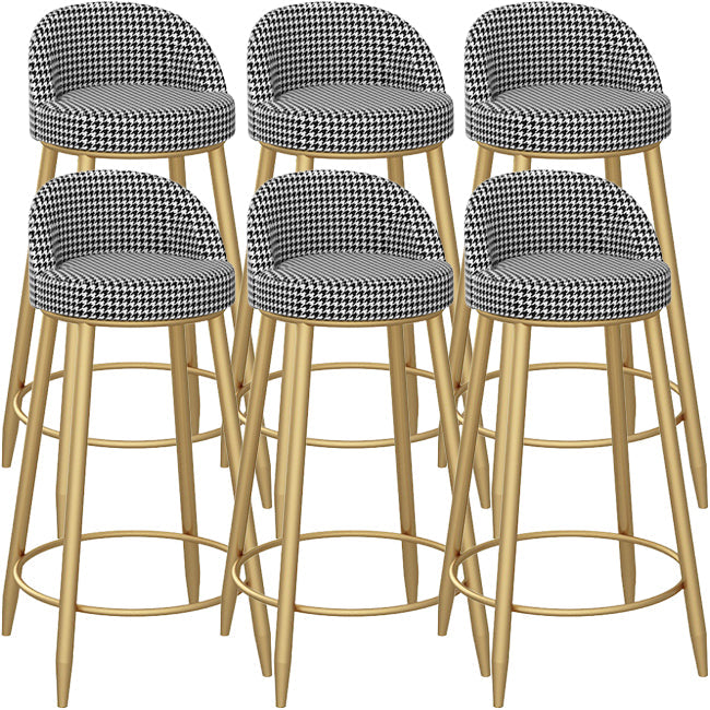 Bucket Bar Stools Metal Low Back Dining Stools with Metal Base Houndstooth pattern Gold 6 Piece Set Clearhalo 'Bar Furniture' 'Bar Stools' 'bar_stools' 'furn' 'furn_bar_stools' 'Furniture' 'Kitchen & Dining Furniture' 7332966