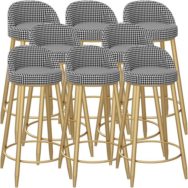 Bucket Bar Stools Metal Low Back Dining Stools with Metal Base Houndstooth pattern Gold 8 Piece Set Clearhalo 'Bar Furniture' 'Bar Stools' 'bar_stools' 'furn' 'furn_bar_stools' 'Furniture' 'Kitchen & Dining Furniture' 7332968
