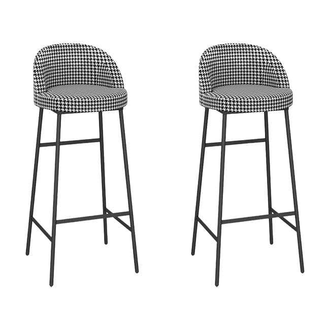 Bucket Bar Stools Metal Low Back Dining Stools with Metal Base Black Houndstooth Black 2 Piece Set Clearhalo 'Bar Furniture' 'Bar Stools' 'bar_stools' 'furn' 'furn_bar_stools' 'Furniture' 'Kitchen & Dining Furniture' 7332970