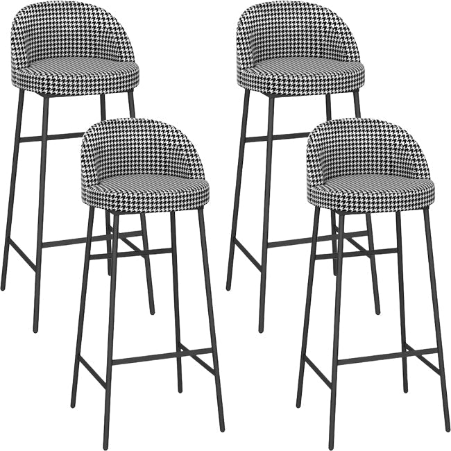 Bucket Bar Stools Metal Low Back Dining Stools with Metal Base Black Houndstooth Black 4 Piece Set Clearhalo 'Bar Furniture' 'Bar Stools' 'bar_stools' 'furn' 'furn_bar_stools' 'Furniture' 'Kitchen & Dining Furniture' 7332971