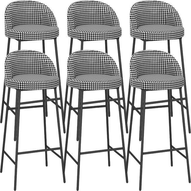Bucket Bar Stools Metal Low Back Dining Stools with Metal Base Black Houndstooth Black 6 Piece Set Clearhalo 'Bar Furniture' 'Bar Stools' 'bar_stools' 'furn' 'furn_bar_stools' 'Furniture' 'Kitchen & Dining Furniture' 7332973