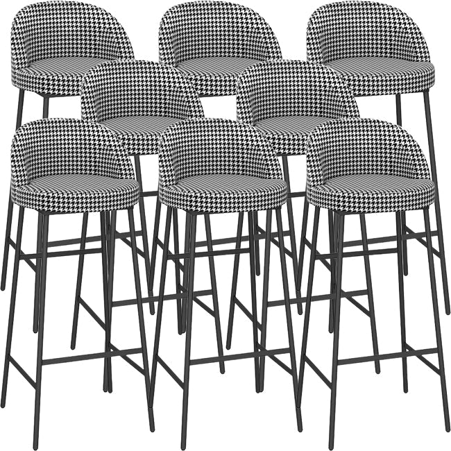 Bucket Bar Stools Metal Low Back Dining Stools with Metal Base Black Houndstooth Black 8 Piece Set Clearhalo 'Bar Furniture' 'Bar Stools' 'bar_stools' 'furn' 'furn_bar_stools' 'Furniture' 'Kitchen & Dining Furniture' 7332974