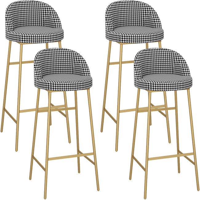 Bucket Bar Stools Metal Low Back Dining Stools with Metal Base Black Houndstooth Gold 4 Piece Set Clearhalo 'Bar Furniture' 'Bar Stools' 'bar_stools' 'furn' 'furn_bar_stools' 'Furniture' 'Kitchen & Dining Furniture' 7332976
