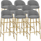 Bucket Bar Stools Metal Low Back Dining Stools with Metal Base Black Houndstooth Gold 8 Piece Set Clearhalo 'Bar Furniture' 'Bar Stools' 'bar_stools' 'furn' 'furn_bar_stools' 'Furniture' 'Kitchen & Dining Furniture' 7332978
