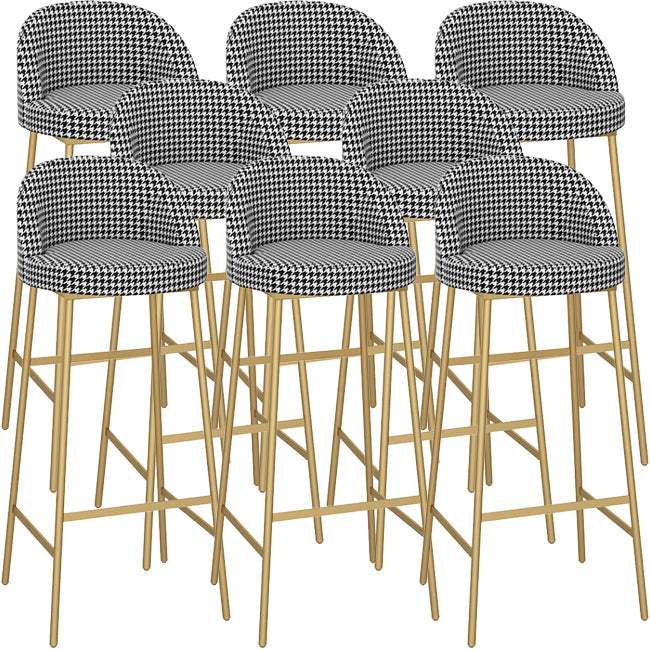 Bucket Bar Stools Metal Low Back Dining Stools with Metal Base Black Houndstooth Gold 8 Piece Set Clearhalo 'Bar Furniture' 'Bar Stools' 'bar_stools' 'furn' 'furn_bar_stools' 'Furniture' 'Kitchen & Dining Furniture' 7332978