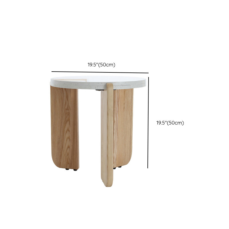 Round Terrazzo Coffee Table Minimalist Wooden 3 Legs Cocktail Table Clearhalo 'Coffee & Accent Tables' 'Coffee Tables' 'coffee_tables' 'furn' 'furn_coffee_tables' 'Furniture' 'Living Room Furniture' 7333534