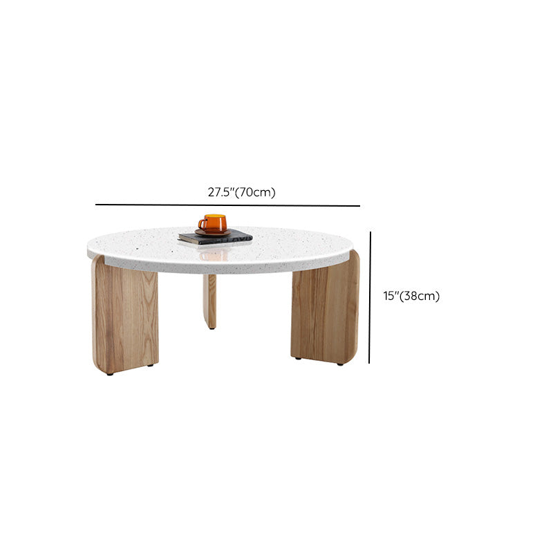Round Terrazzo Coffee Table Minimalist Wooden 3 Legs Cocktail Table Clearhalo 'Coffee & Accent Tables' 'Coffee Tables' 'coffee_tables' 'furn' 'furn_coffee_tables' 'Furniture' 'Living Room Furniture' 7333536