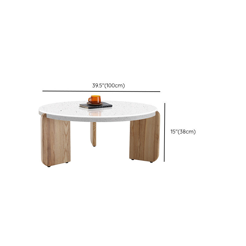 Round Terrazzo Coffee Table Minimalist Wooden 3 Legs Cocktail Table Clearhalo 'Coffee & Accent Tables' 'Coffee Tables' 'coffee_tables' 'furn' 'furn_coffee_tables' 'Furniture' 'Living Room Furniture' 7333538