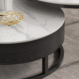 Round Slate Top Coffee Table Frame Coffee Cocktail Table with Drawers Clearhalo 'Coffee & Accent Tables' 'Coffee Tables' 'coffee_tables' 'furn' 'furn_coffee_tables' 'Furniture' 'Living Room Furniture' 7333544