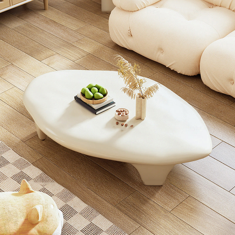 3 Legs Irregular Coffee Table Modern 11.8-In High 1 Single Cocktail Table Ivory Clearhalo 'Coffee & Accent Tables' 'Coffee Tables' 'coffee_tables' 'furn' 'furn_coffee_tables' 'Furniture' 'Living Room Furniture' 7333554