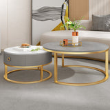 Slate Top Coffee Table Frame Coffee Cocktail Table with Drawers Clearhalo 'Coffee & Accent Tables' 'Coffee Tables' 'coffee_tables' 'furn' 'furn_coffee_tables' 'Furniture' 'Living Room Furniture' 7333580