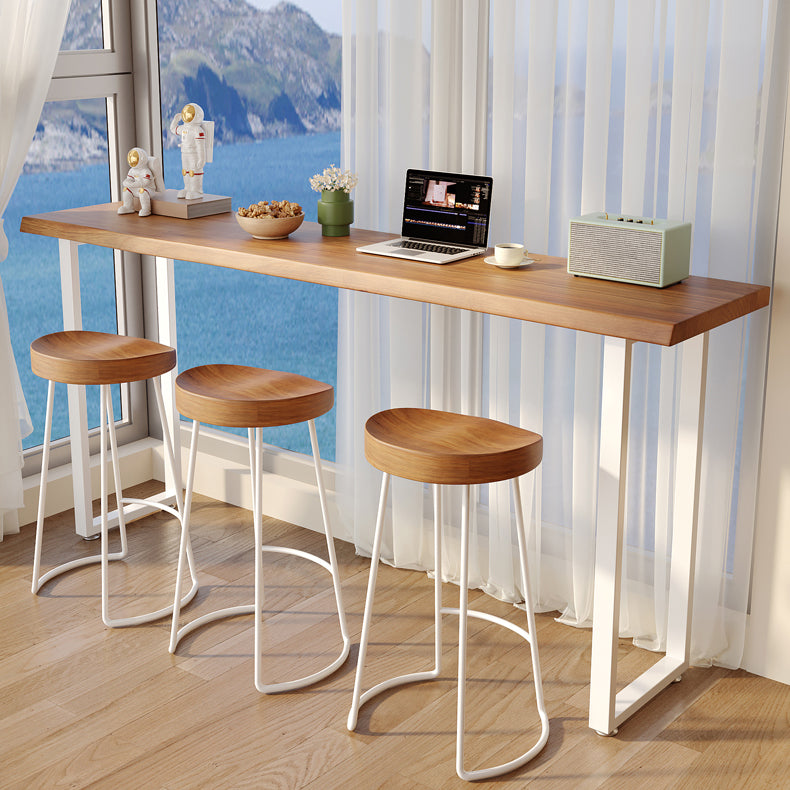 Juego de mesa de bar rectangular moderno, mesa de bar y taburetes de madera maciza de 1/4 Uds.