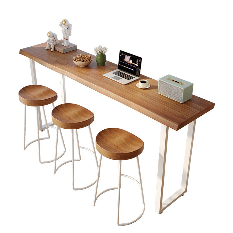 Juego de mesa de bar rectangular moderno, mesa de bar y taburetes de madera maciza de 1/4 Uds.