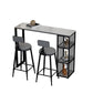 Rectangle Bar Pub Table Set 1/3 Pcs Black Iron Frame Bar Table and Upholstered Stools Table & Chair(s) Black-Gray Clearhalo 'Bar Furniture' 'furn' 'furn_home_bar_bar_sets' 'Furniture' 'Home Bars & Bar Sets' 'home_bar_bar_sets' 'Kitchen & Dining Furniture' 7333608