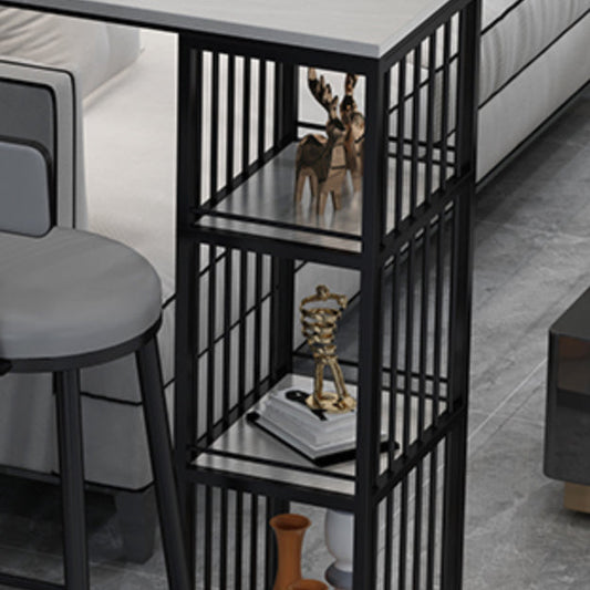 Rectangle Bar Pub Table Set 1/3 Pcs Black Iron Frame Bar Table and Upholstered Stools Clearhalo 'Bar Furniture' 'furn' 'furn_home_bar_bar_sets' 'Furniture' 'Home Bars & Bar Sets' 'home_bar_bar_sets' 'Kitchen & Dining Furniture' 7333611