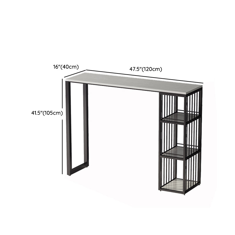 Rectangle Bar Pub Table Set 1/3 Pcs Black Iron Frame Bar Table and Upholstered Stools Clearhalo 'Bar Furniture' 'furn' 'furn_home_bar_bar_sets' 'Furniture' 'Home Bars & Bar Sets' 'home_bar_bar_sets' 'Kitchen & Dining Furniture' 7333615