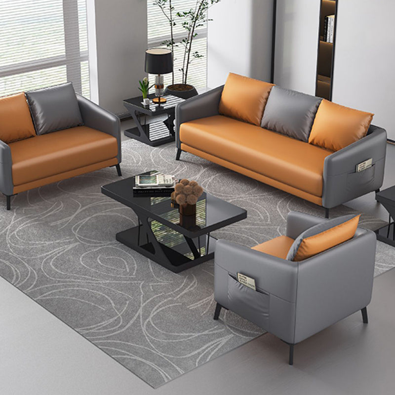 Canapé moderne à 3 places moderne du milieu du siècle canapé de bras carré en cuir avec rangement