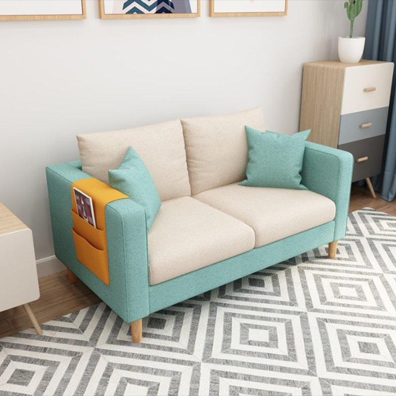 Loose Back Square Arm Sofa 2-Sitzer Stoffkissen Liebesseat mit Lagerung