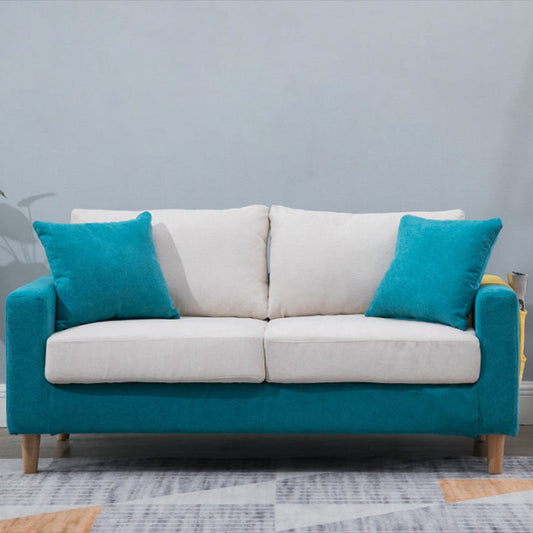 Loose Back Square Arm Sofa 2-Seater Fabric Cushions Loveseat with Storage