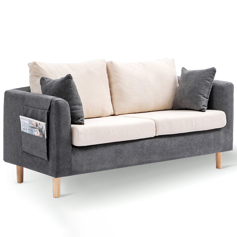 Loose Back Square Arm Sofa 2-Sitzer Stoffkissen Liebesseat mit Lagerung