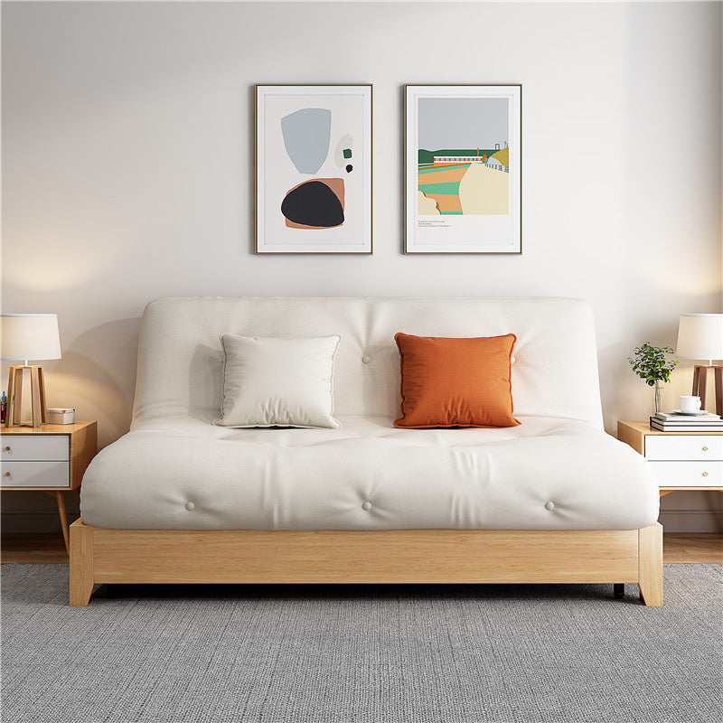 Scandinavian Beige Futon Sleeper Sofa Armless Futon and Mattress 72"L x 32"W x 28"H Storage Included Clearhalo 'furn' 'furn_futons' 'Furniture' 'Futons & Daybeds' 'Futons' 'Living Room Furniture' 7333730