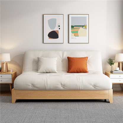 Scandinavian Beige Futon Sleeper Sofa Armless Futon and Mattress 72"L x 32"W x 28"H Storage Included Clearhalo 'furn' 'furn_futons' 'Furniture' 'Futons & Daybeds' 'Futons' 'Living Room Furniture' 7333730