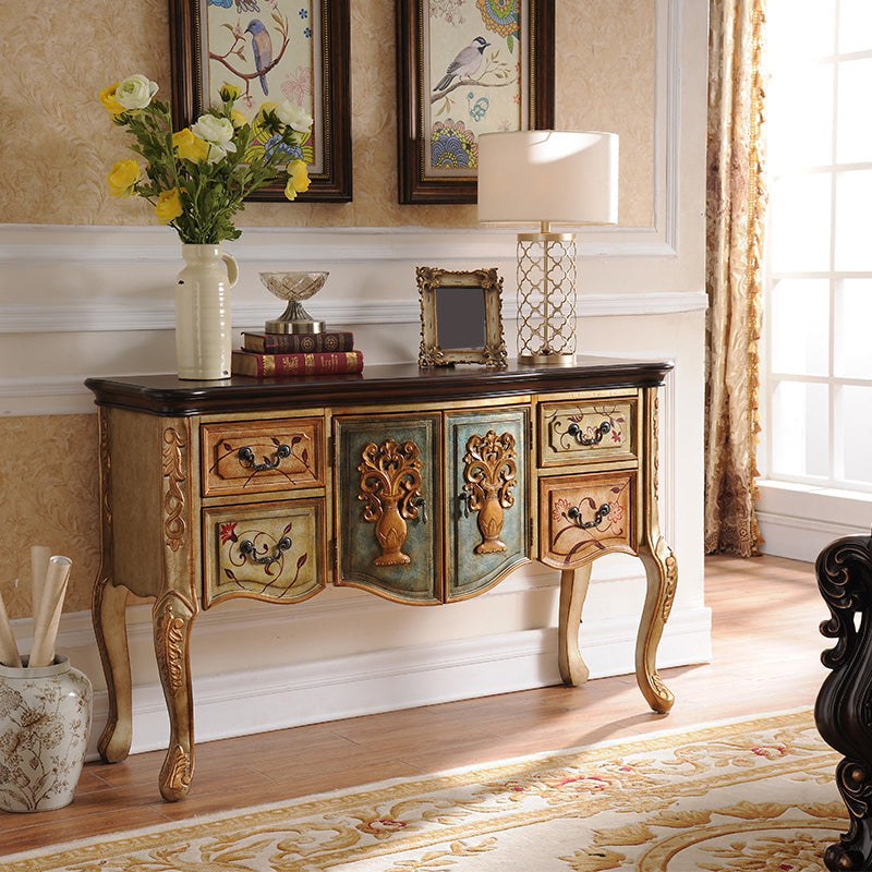 Solid Wood 35.4" Tall 2 - Door Accent Cabinet, Industrial Accent Cabinet with 4 Drawers Clearhalo 'Cabinets & Chests' 'cabinets_chests' 'furn' 'furn_cabinets_chests' 'Furniture' 'Living Room Furniture' 7334109